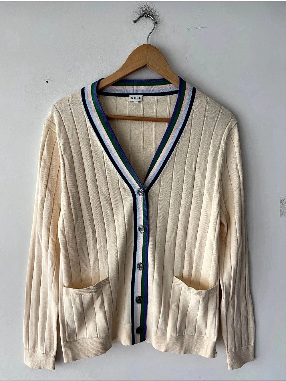 Kule Cream Ribbed Cardigan Size S